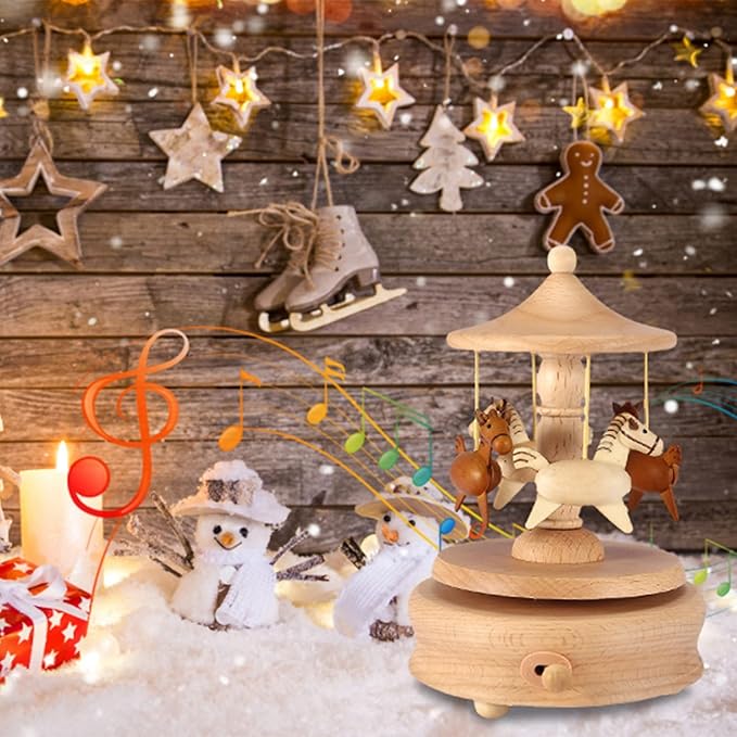 Wooden Carousel Music Box