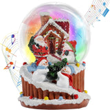 Christmas Snow Globe,Musical Water Globe with 8 Music & Colourful Lights,100mm Holiday Glitter Globe,Christmas Home Decoration,Xmas Gifts for Kids (Gingerbread House)