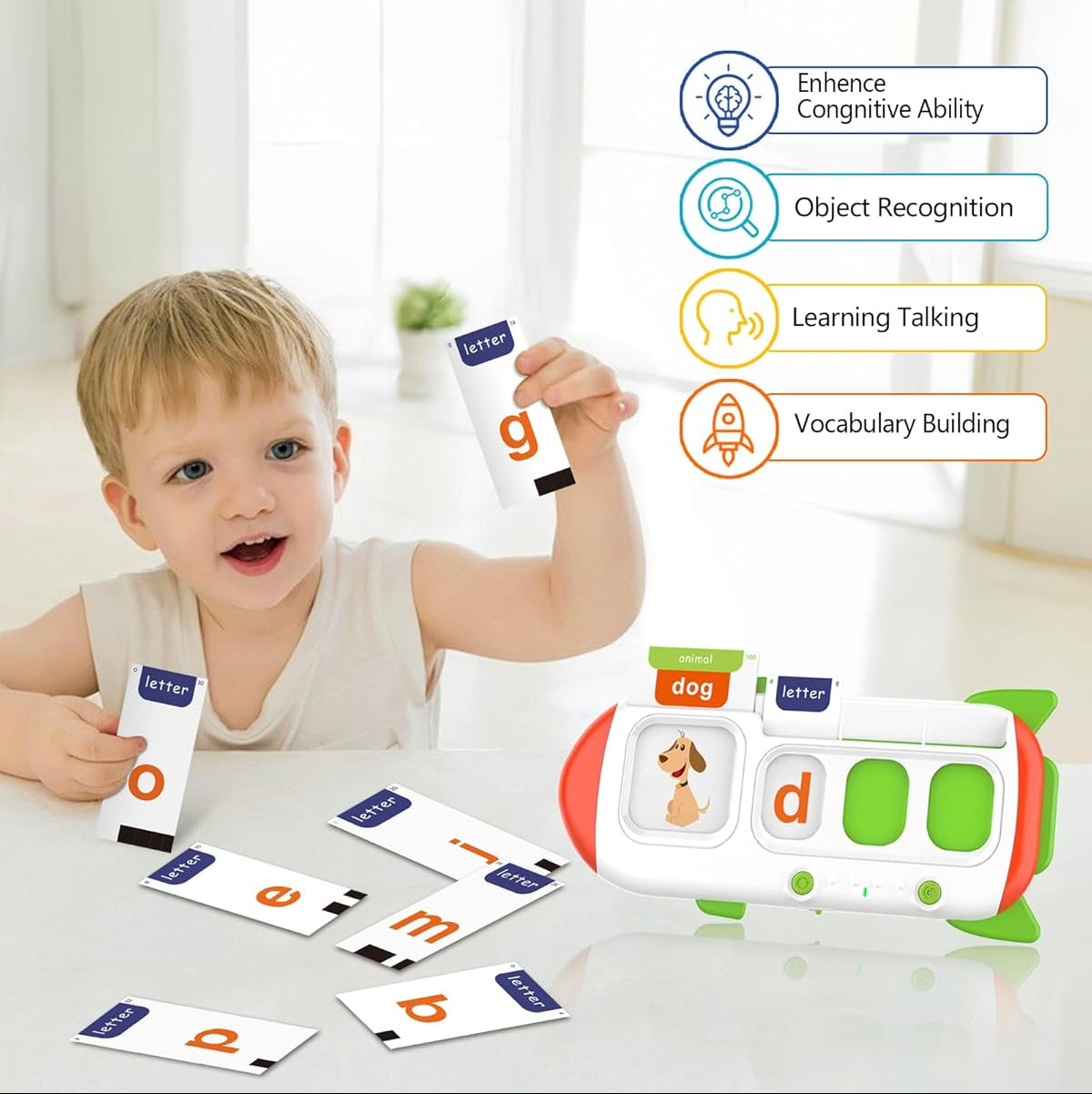 Spelling&Talking Flash Cards for Toddlers 3-8 Years Old - Speech Therapy with 107 Sight Words - Sensory Toys for Kids with Autism, Montessori Learning Toys, Ideal Gifts for Boys&Girls