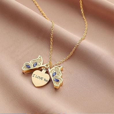 Butterfly Heart Locket Necklace