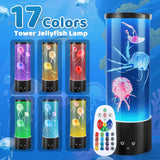 Jellyfish Lamp, Jelly Fish Tank Mood Light, Table Lamp for Home Office Decor，Relaxation and Sleep, Jellyfish Aquarium with 17 Colors Changing, Valentines Day Gifts for Women, Kids and Men