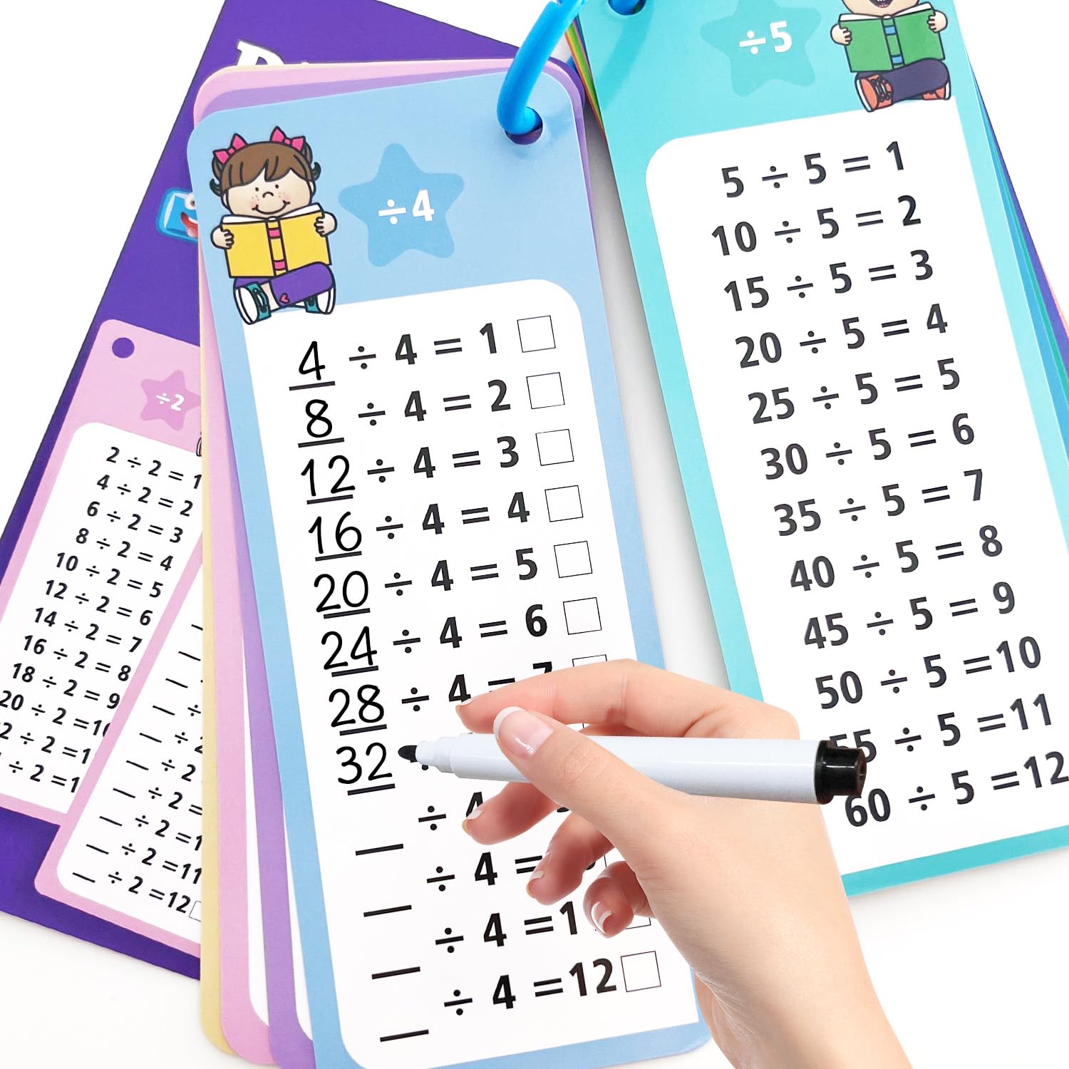1-12 Multiplication Flash Cards, Large Math Table Flashcards, Including 15 Cards, 2 Dry Erase Markers, 1 Rings, Educational Times Table Flashcards for Classroom Home, for 1st to 3rd Grades