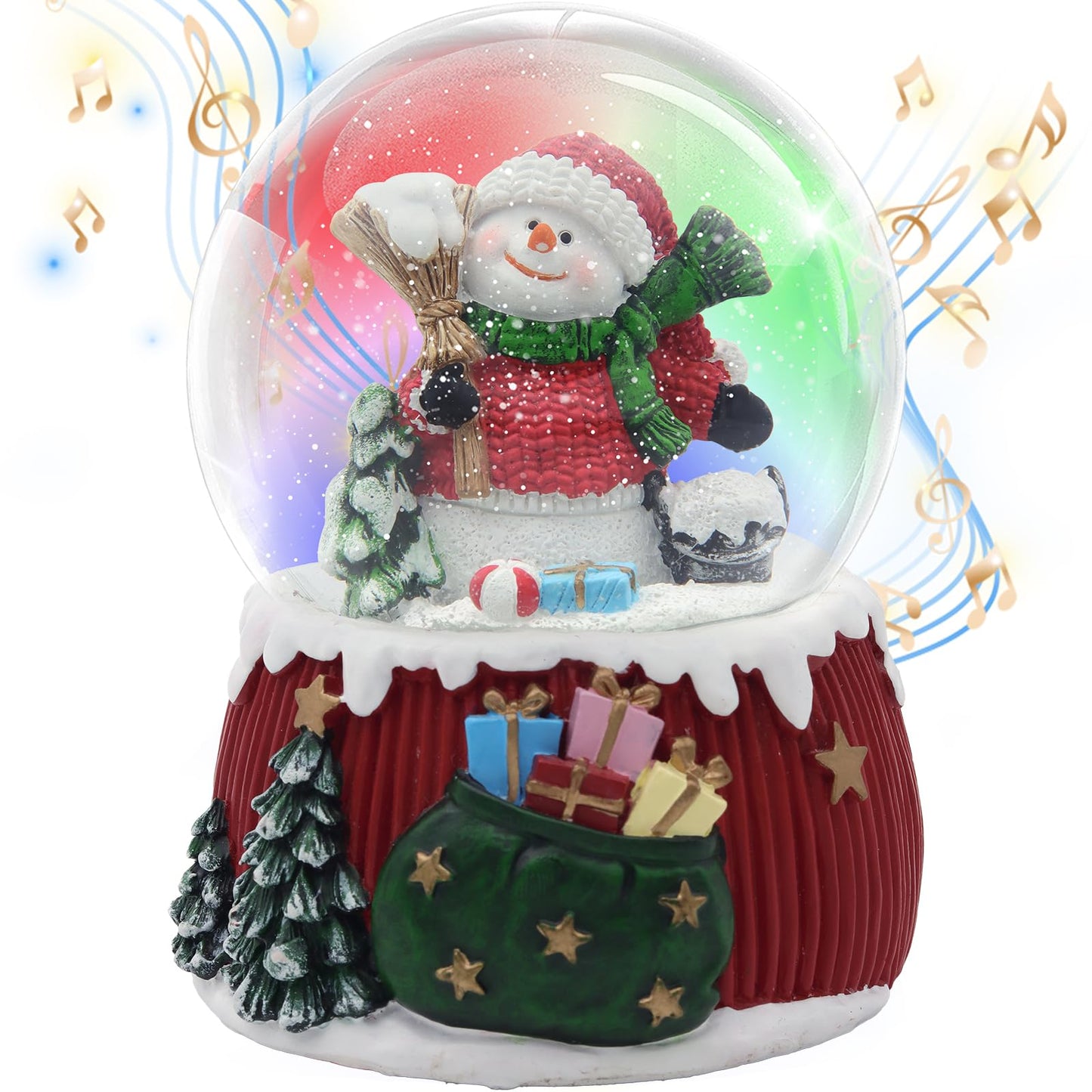 Christmas Snow Globe,Musical Water Globe with 8 Music & Colourful Lights,100mm Holiday Glitter Globe,Christmas Home Decoration,Xmas Gifts for Kids (Gingerbread House)