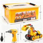 FLY2SKY Take Apart Toys for 3 4 5 6 7 8 Year Old Boys 9 in 3 Construction Toy with Electric Drill Take Apart Truck Set DIY Engineering Building Toy Push & Go STEM Toy Gift for Boys Toys Age 6-8