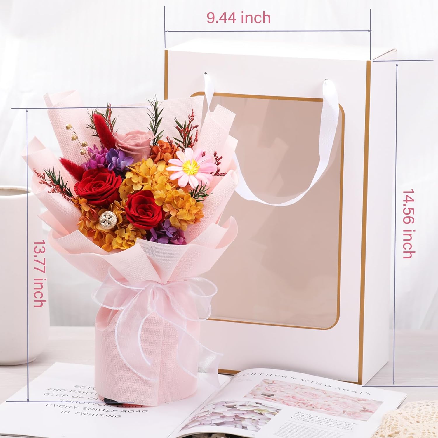 Lovenfold Flowers for Delivery,Preserved Flowers Bouquets,Red Rose Bouquets that Last 1-3 Years,Birthday Flowers Gifts for Women Mom Grandma Wife Friends