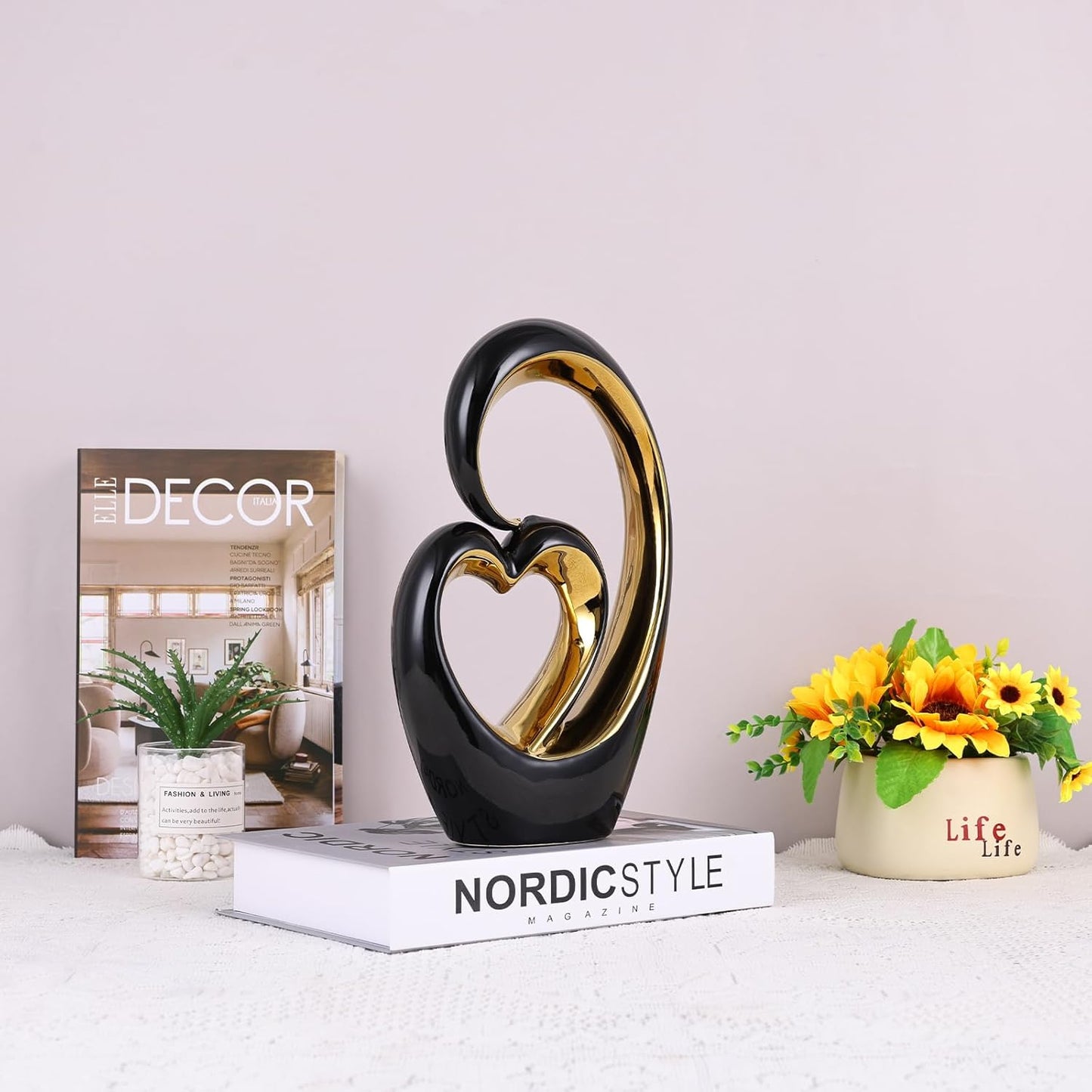 Ceramic Heart Sculpture Set