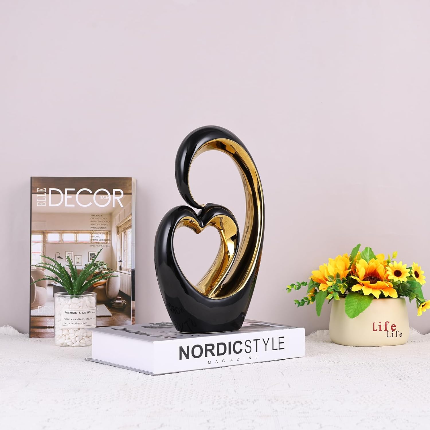Ceramic Heart Sculpture Set