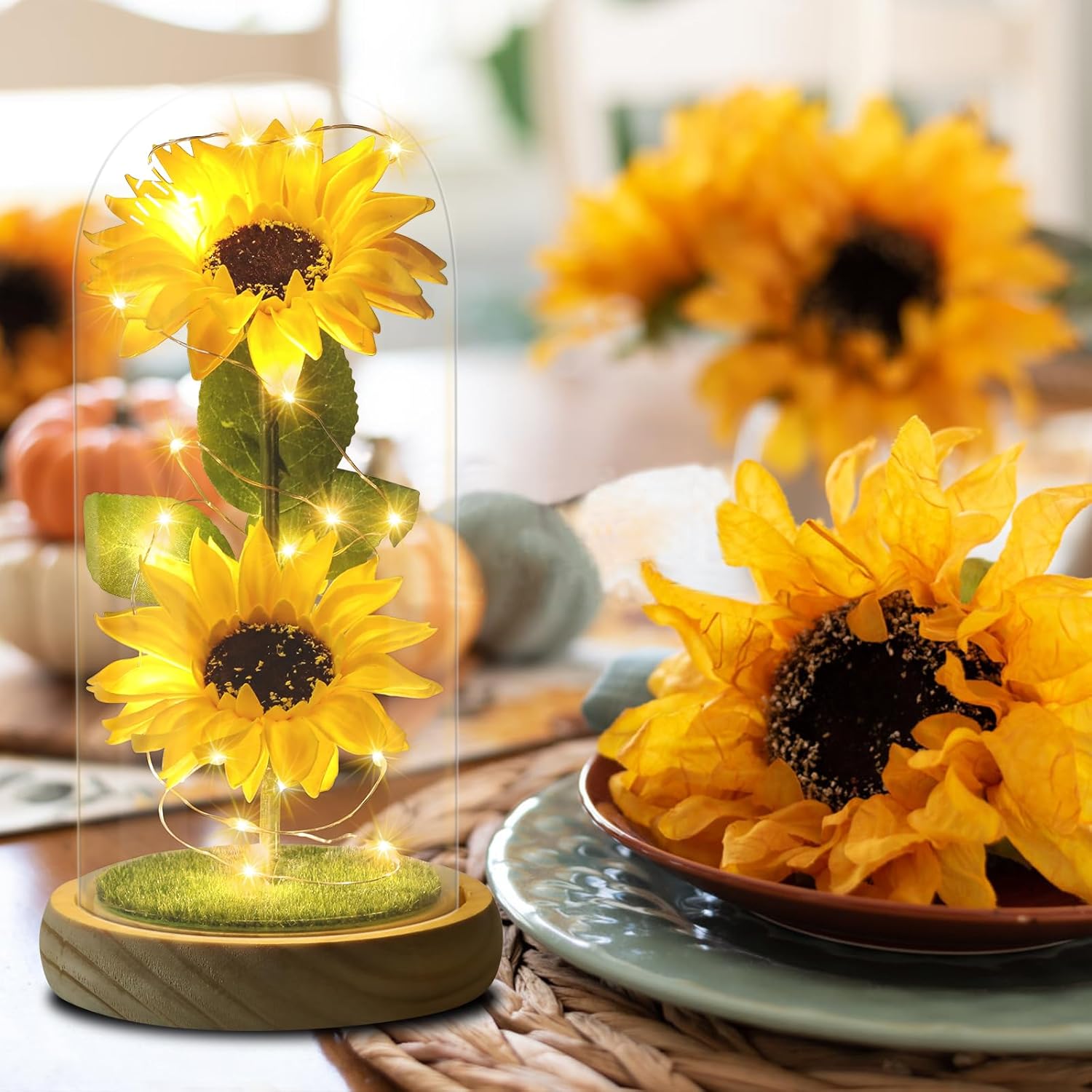 Sunflower Glass Dome Lamp