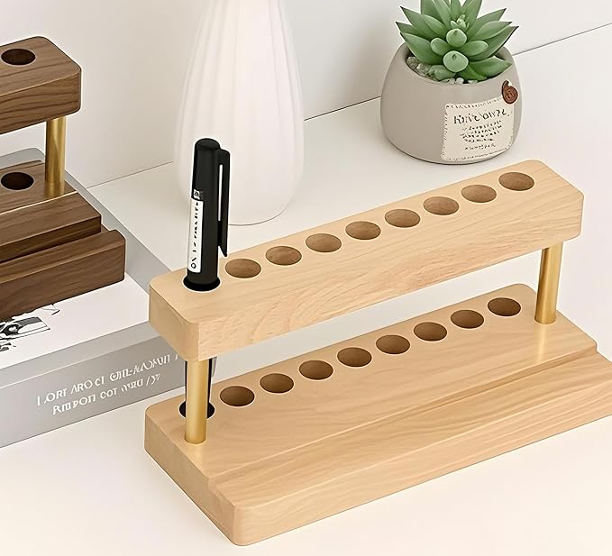 Wooden Desk Pen Stand