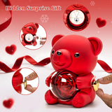 HITOP Rose Gifts for Women - Cute Teddy Bear with Preserved Real Roses Forever Flowers and I Love You in 100 Languages Necklace for Girlfriend Her Wife Mom Grandma on Birthdays, Anniversaries