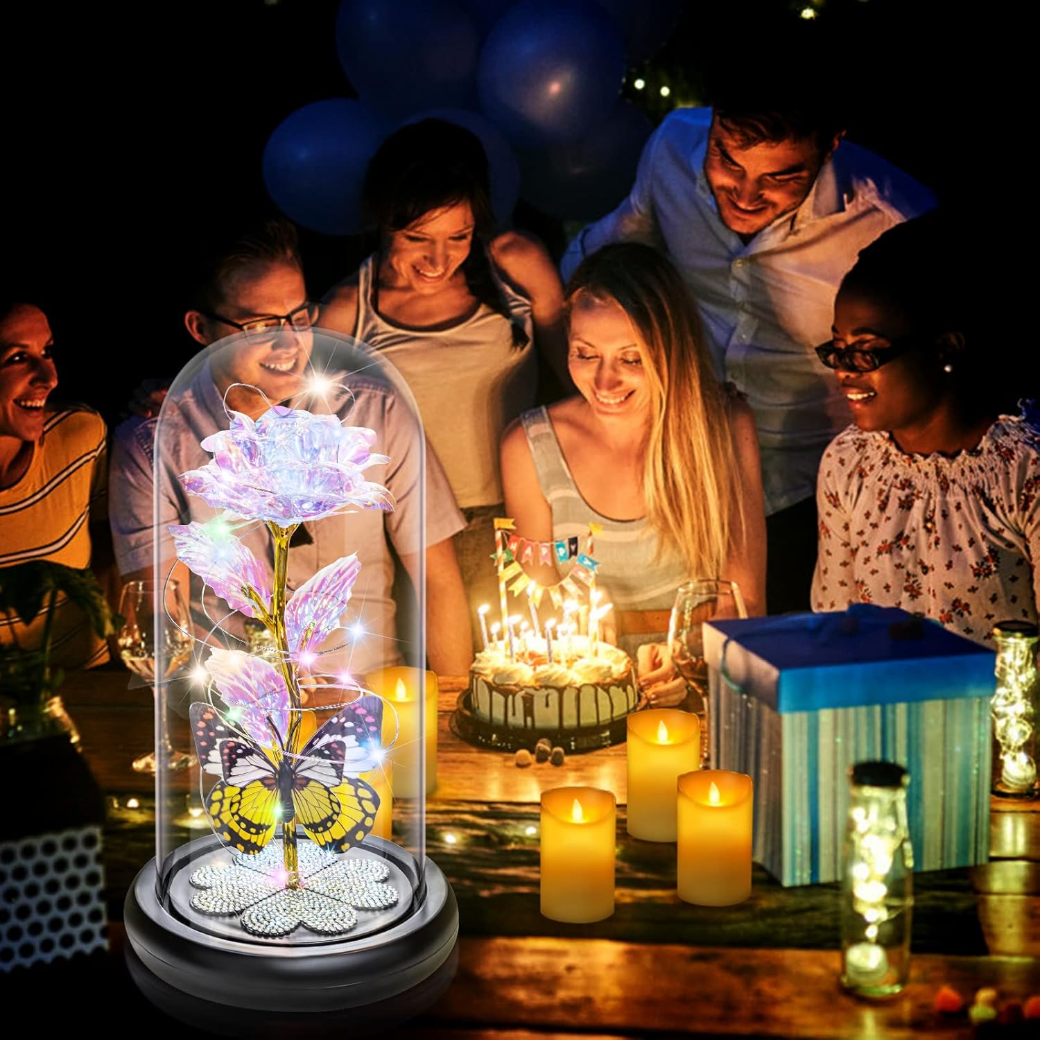 Galaxy Rose Glass Dome Gift