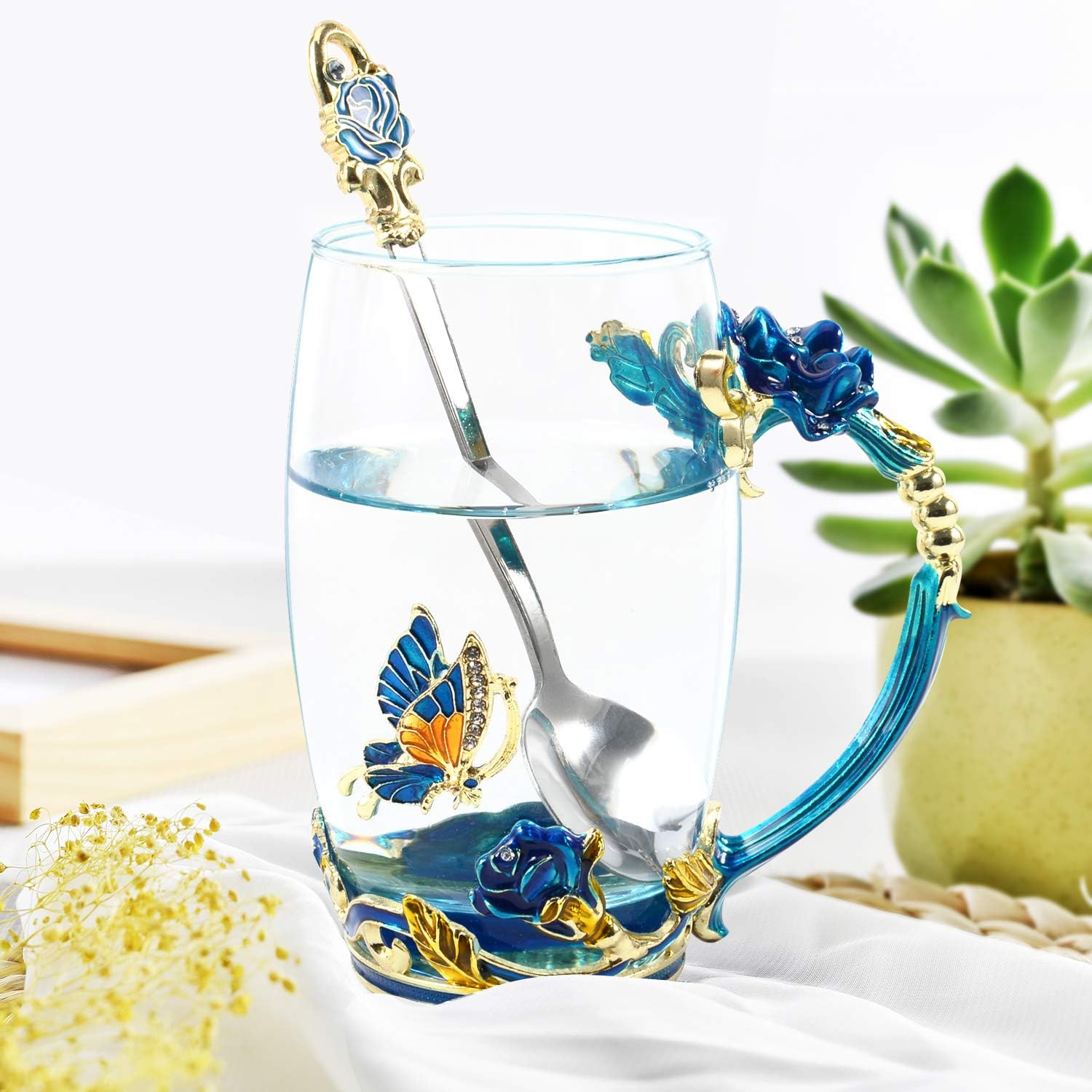 Enamel Glass Tea Mug Set