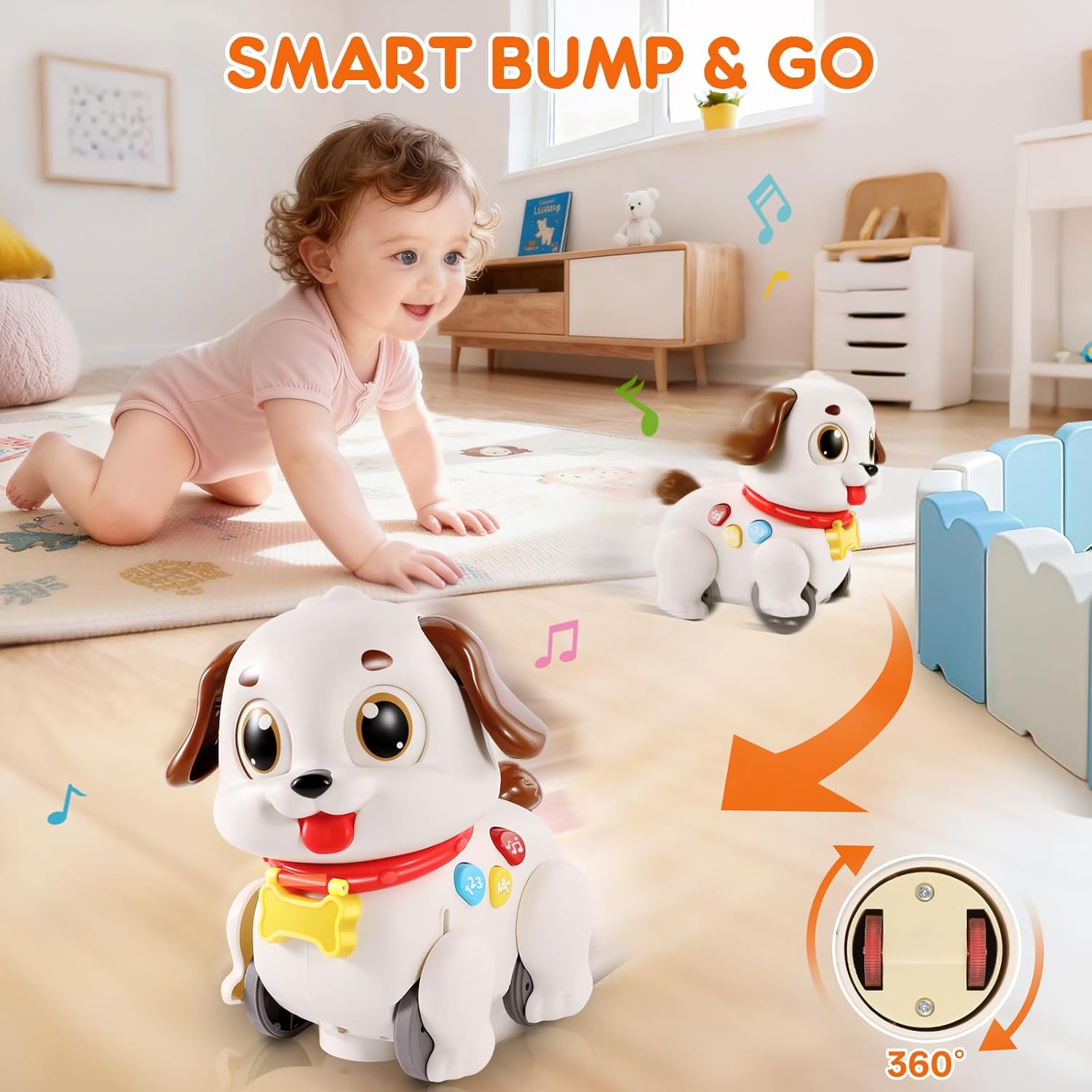 LUDILO Learning Toys for 1 Year Old Boy Girl Gifts: Pull Along Crawling Toy Musical Puppy 6 7 8 9 10 12 18 Month Old Baby Toy 1st Birthday Gifts for Boys Girls Toddler Infant Baby Toys 6-12-18 Months