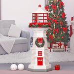 13.6" Lighthouse Snow Globe, Christmas Snow Globes Musical Lighted Glitter, Christmas Decorations USB and Battery Operated Lantern with Music, Xmas Decor for Home,White Roof