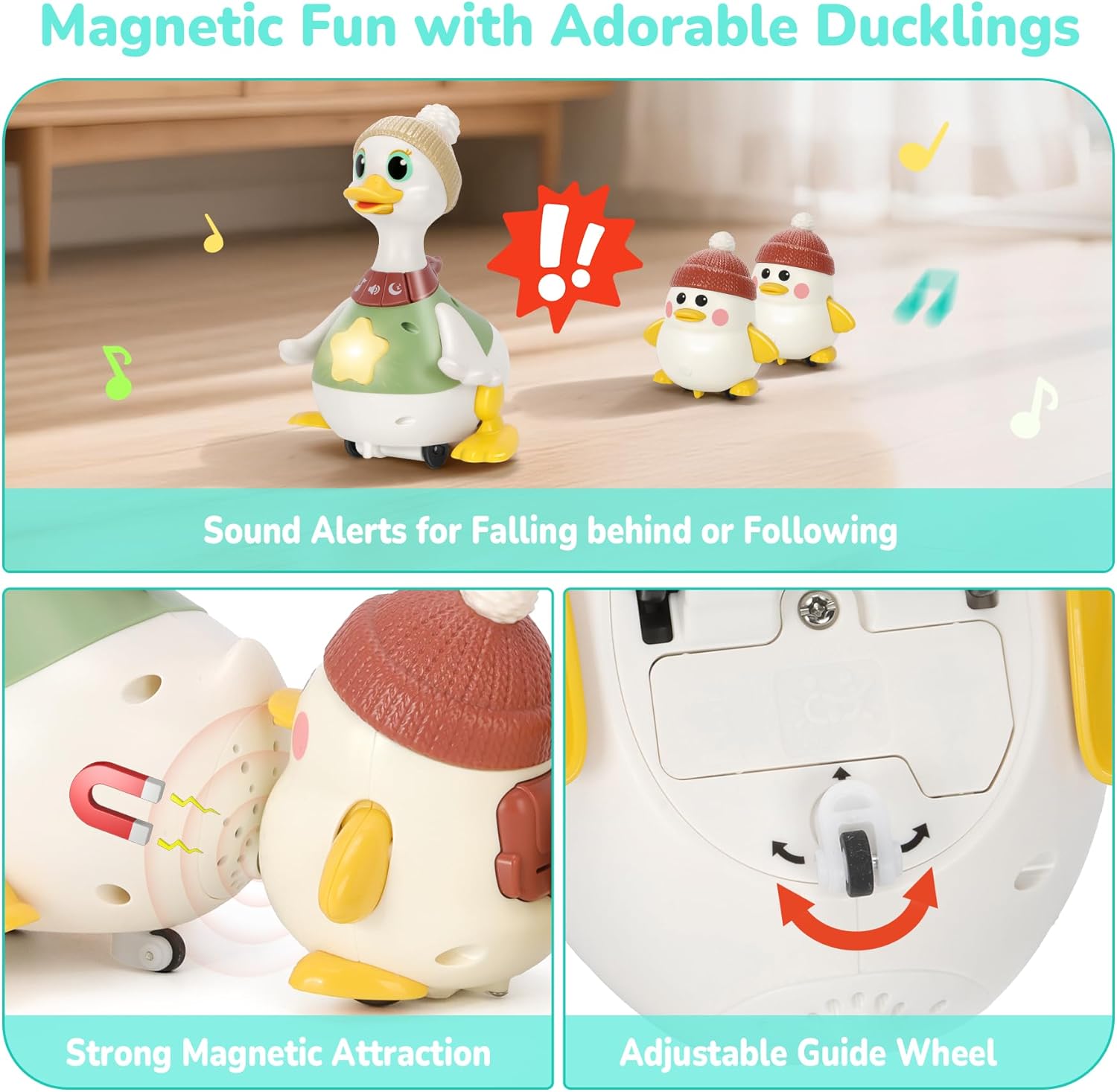 Baby Toys 6 8 10 12 Months, Tummy Time Duck Toy, Musical Dancing Duck Set with Lights & Sounds, Crawling and Interactive Sensory Learning Toy for Infants, Toddlers Gift for 1 Year Old Boy