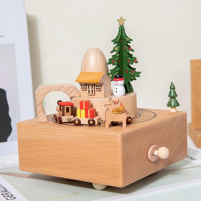 Wooden Christmas Music Box Collection