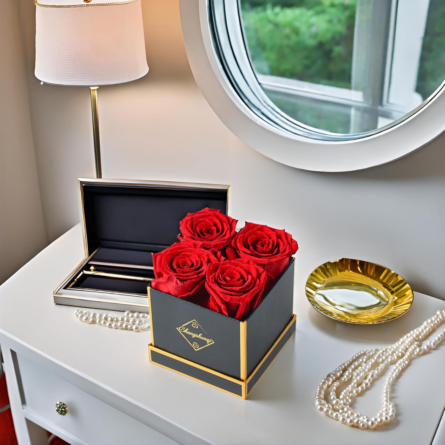 Changshunqi Forever Flowers, Preserved Roses in a Box, Eternal Rose Flowers for Delivery, Forever Preserved Roses Gifts for Her Women Wife Christmas Birthday Mothers Flower for Mom Womens Girlfriend