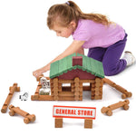 Wondertoys 530 Pcs Wooden Logs Set Ages 3+, Classic Building Log Toys for Kids, Creative Construction Engineering Educational Gifts