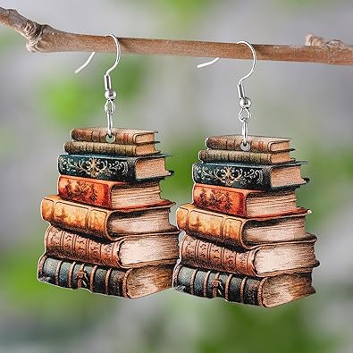 Wooden Stackable Book Earrings