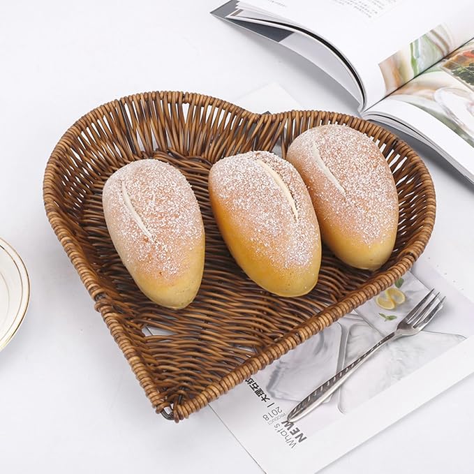 Heart-Shaped Rattan Basket Set
