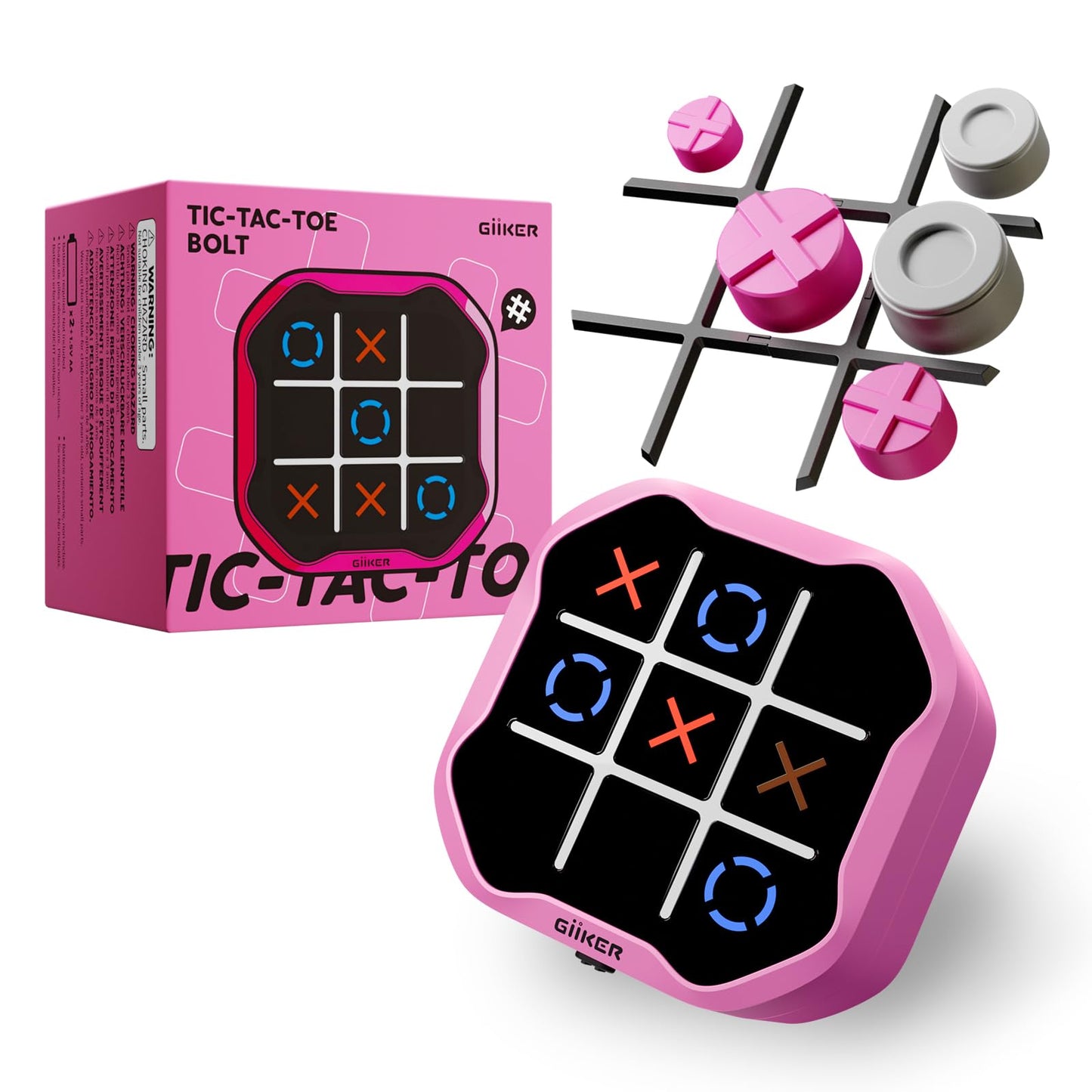 GiiKER Tic Tac Toe Bolt Game, Original 3-in-1 Handheld Games, Portable Travel Games for Car Ride, Toys Gift Idea for Kids and Adults, Stocking Stuffers Birthday Gifts for Boys Girls - Yellow