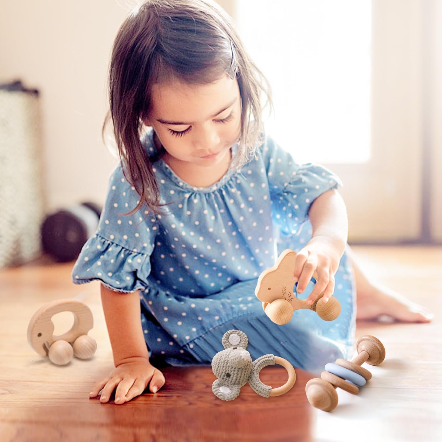 Wooden Animal Rattle Set