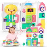 Toddler Toys for 1-2 Year Old Boy, Musical Montessori Busy Board, Early Educational Toy for Toddlers 1-3, Motor Skills Developmental Toy for 12-18 Month Age, Birthday Gift for 1+ Year Old Boy Girl