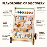 Tiny Land Wooden Baby Walker with Adjustable Speed, Montessori Activity Push Walker Toy for Toddlers, Baby Gift Parents Love for Boys & Girls(Morandi)