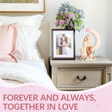 Wedding Anniversary Figurine Gifts for Couple - Romantic Anniversary Engagement Gifts for Wife Women Girlfriend Her, Couple on Moon with Roses Resin Statue for Valentine's Day