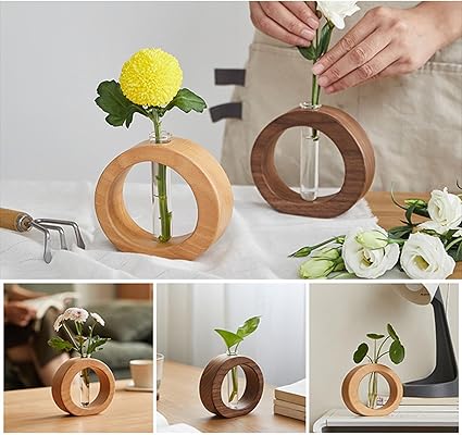 Wooden Frame Glass Vase Collection