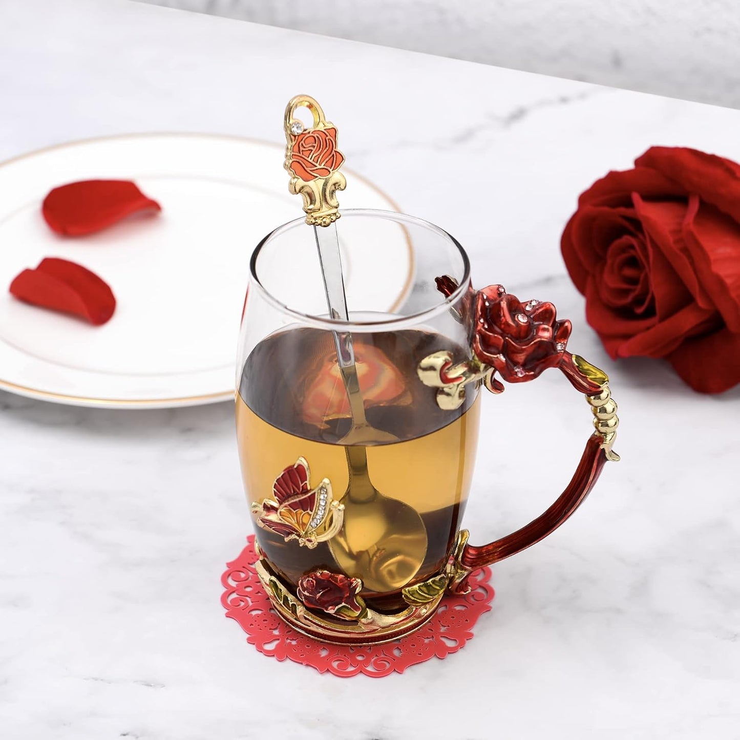 Enamel Glass Tea Mug Set