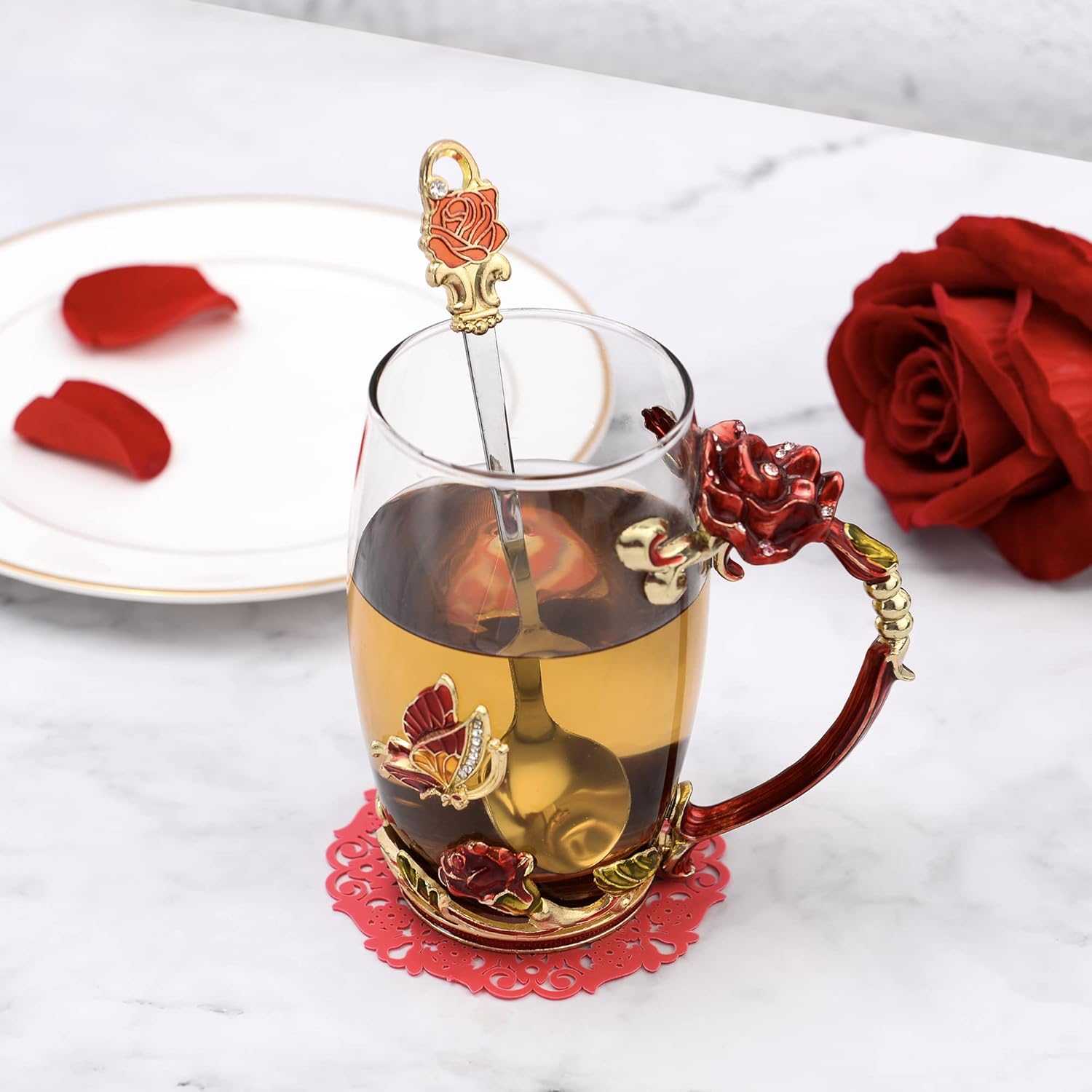 Enamel Glass Tea Mug Set