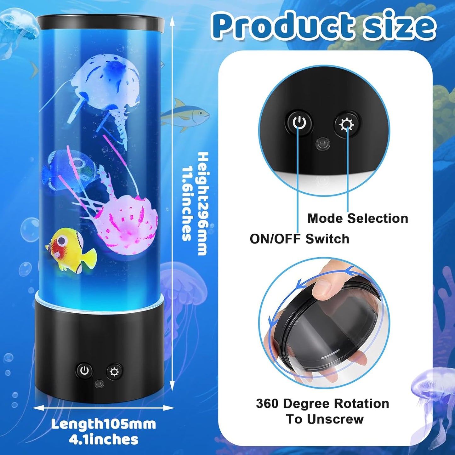 Jellyfish Lamp, Jelly Fish Tank Mood Light, Table Lamp for Home Office Decor，Relaxation and Sleep, Jellyfish Aquarium with 17 Colors Changing, Valentines Day Gifts for Women, Kids and Men