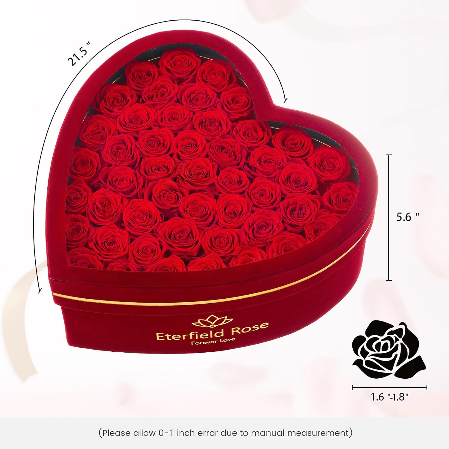 Eterfield 47 Forever Flowers in Heart Shape Box, Valentines Day Preserved Roses That Last Over a Year Preserved Flowers Birthday Gifts for Her Women Mom Wife Anniversary Mothers Day Christmas, Red