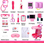 Liberry Doctor Kit for Toddlers Ages 3 4 5, Pretend Kids Doctor Playset with Cart, Costume and Stethoscope, Role Play Medical Toys Birthday Gift for Girls Boys (Pink)