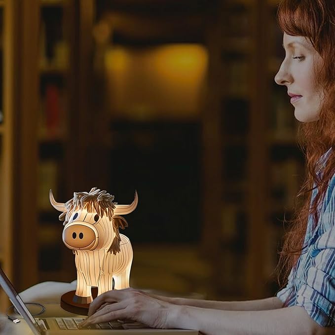 Highland Cow Resin Table Lamp