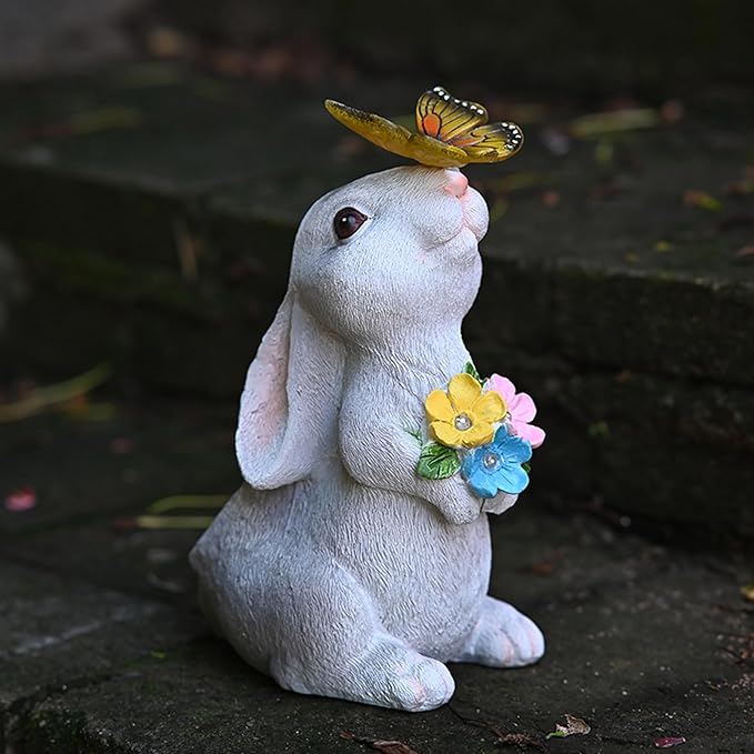 Solar Bunny Garden Statue