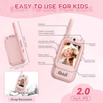 Video Walkie Talkies for Kids, Handheld 2 Pack Rechargeable Video Intercom Kids Walkies Talkies, Indoor Outdoor Toys for Family Games, Outside, Camping, Hiking for Boys Girls Ages 3-12 (Pink/Pink)