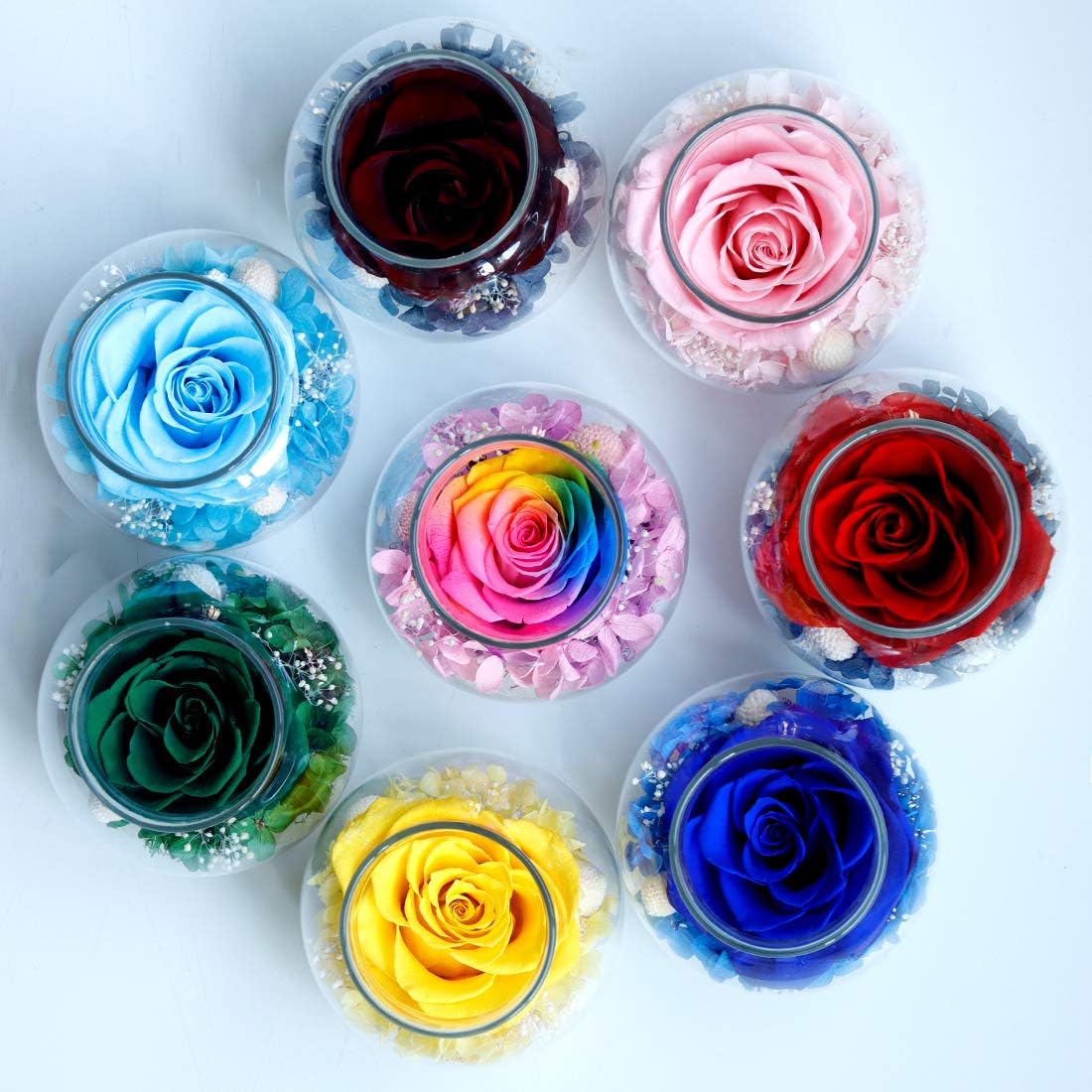 Preserved Real Roses with Colorful Mood Light Wishing Bottle,Eternal Rose，Never Withered Flowers,for Bedroom Party Table Decor, Christmas Anniversary,Valentine's,Mother's Day, (Multi)
