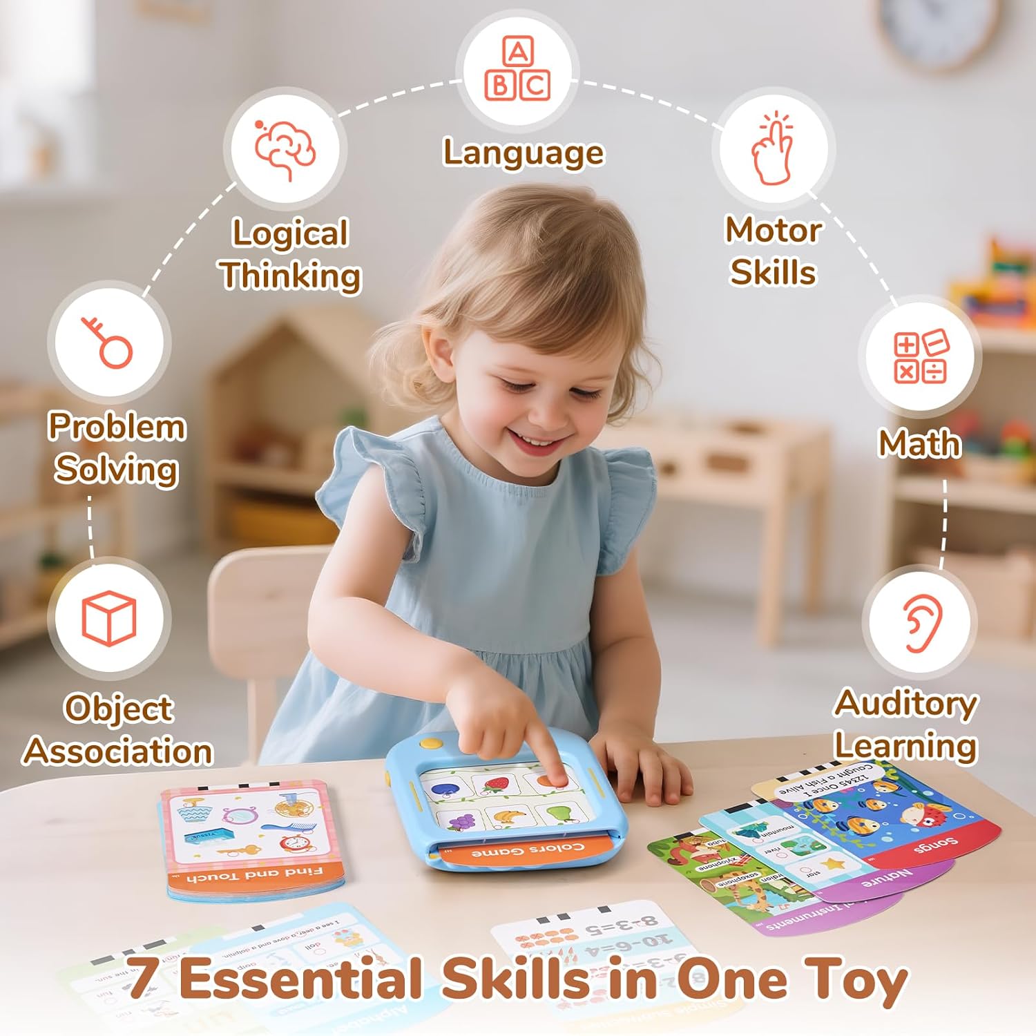 JoyCat Kids Learning Tablet: 156 Pages Tap-to-Read Flash Cards with 20 Listen & Find Games, Montessori Toy for Alphabet, Phonics, Words, Simple Math, Colors, Shapes & Songs - Autism Gifts (Ages 2-6)