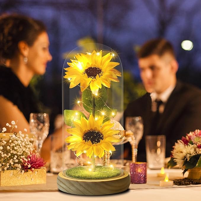 Sunflower Glass Dome Lamp