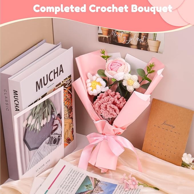 Crochet Flower Bouquet Gift Set