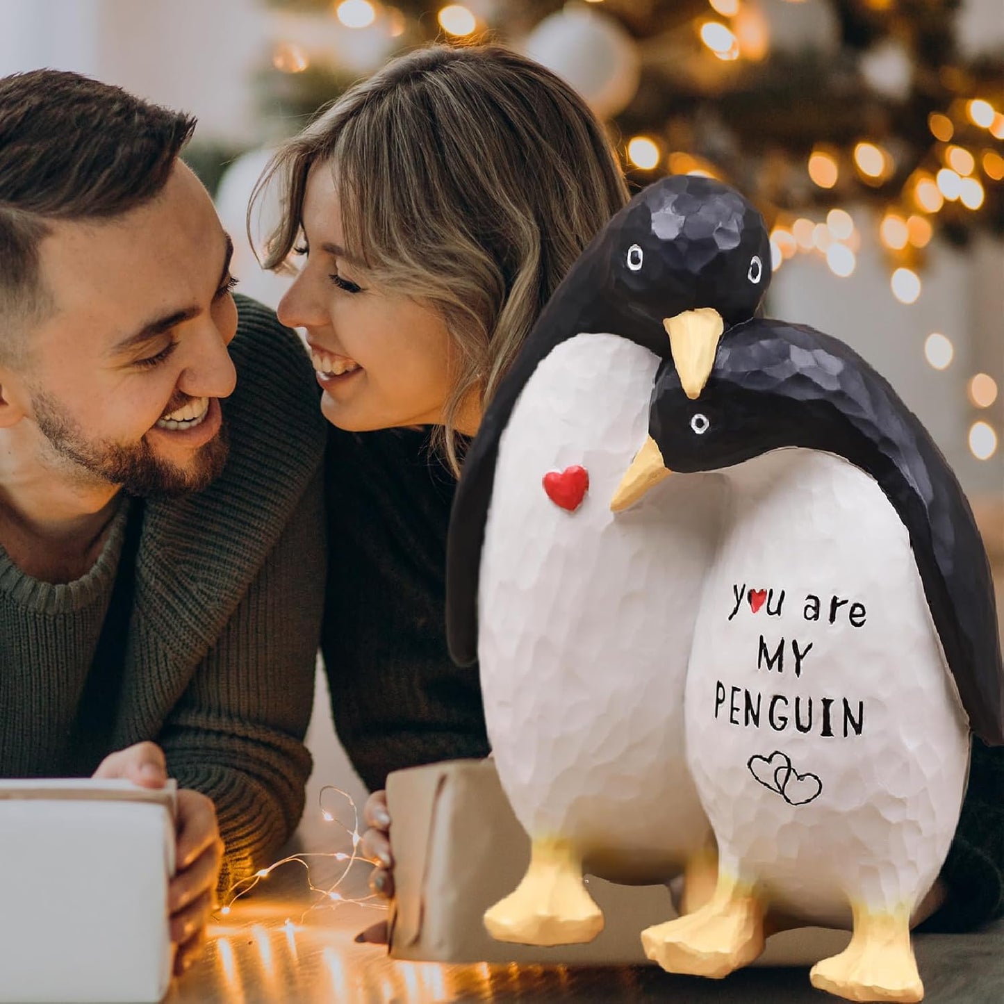 Valentines Day Gifts for Her Him Boyfriend Girlfriend, Anniversary Wedding Gifts for Women Men Couple, I Love You Birthday Gift for Wife Husband-Couple Penguin Figurine for Christmas