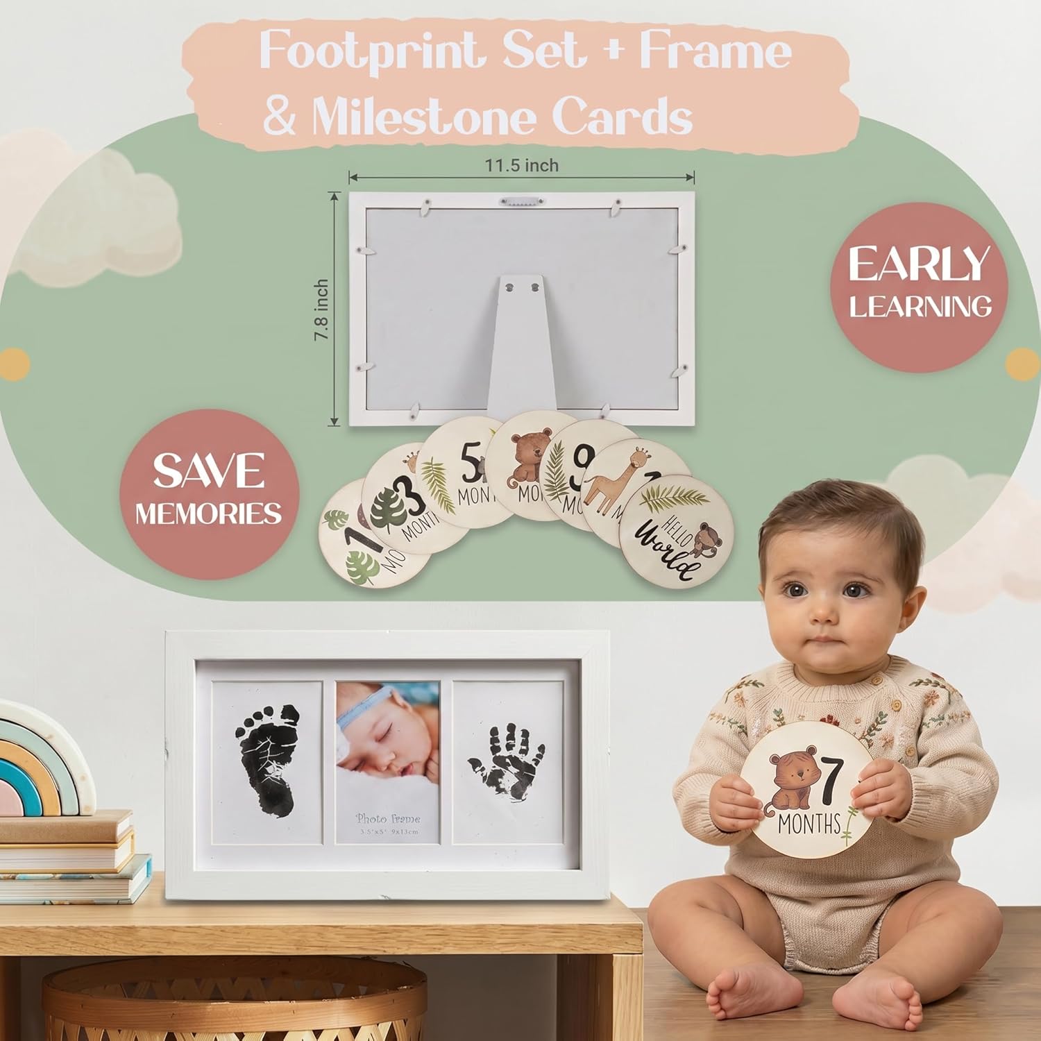 New Baby Gift Basket 22-Piece Set with Elegant Keepsake Magnet Box | Newborn Baby Gift Set for Boy & Girl | Gender Reveal Gifts & New Mom Gifts Bundle | Essential Newborn Toys & Accessories