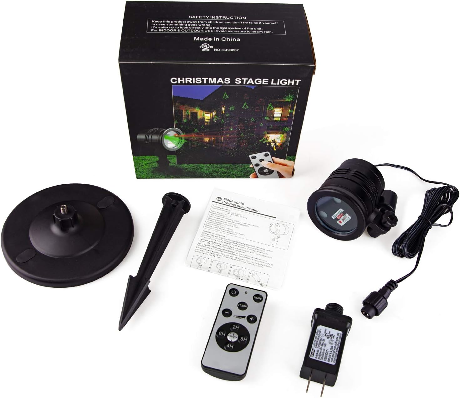 Luces láser de Navidad rojo y verde con control remoto inalámbrico para decoración de exteriores, proyector de luz impermeable, espectáculo de luz estelar led para decoración de Navidad, casa, patio, jardín, pared interior