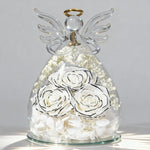 Beferr Valentines Day Rose Gifts for Her Women Mom Gifts for Birthday, Fresh Flowers for Delivery Forever Preserved Rose in Glass Angel Figurine, for Grandma Wife Daughter Girlfriend