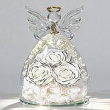 Beferr Valentines Day Rose Gifts for Her Women Mom Gifts for Birthday, Fresh Flowers for Delivery Forever Preserved Rose in Glass Angel Figurine, for Grandma Wife Daughter Girlfriend