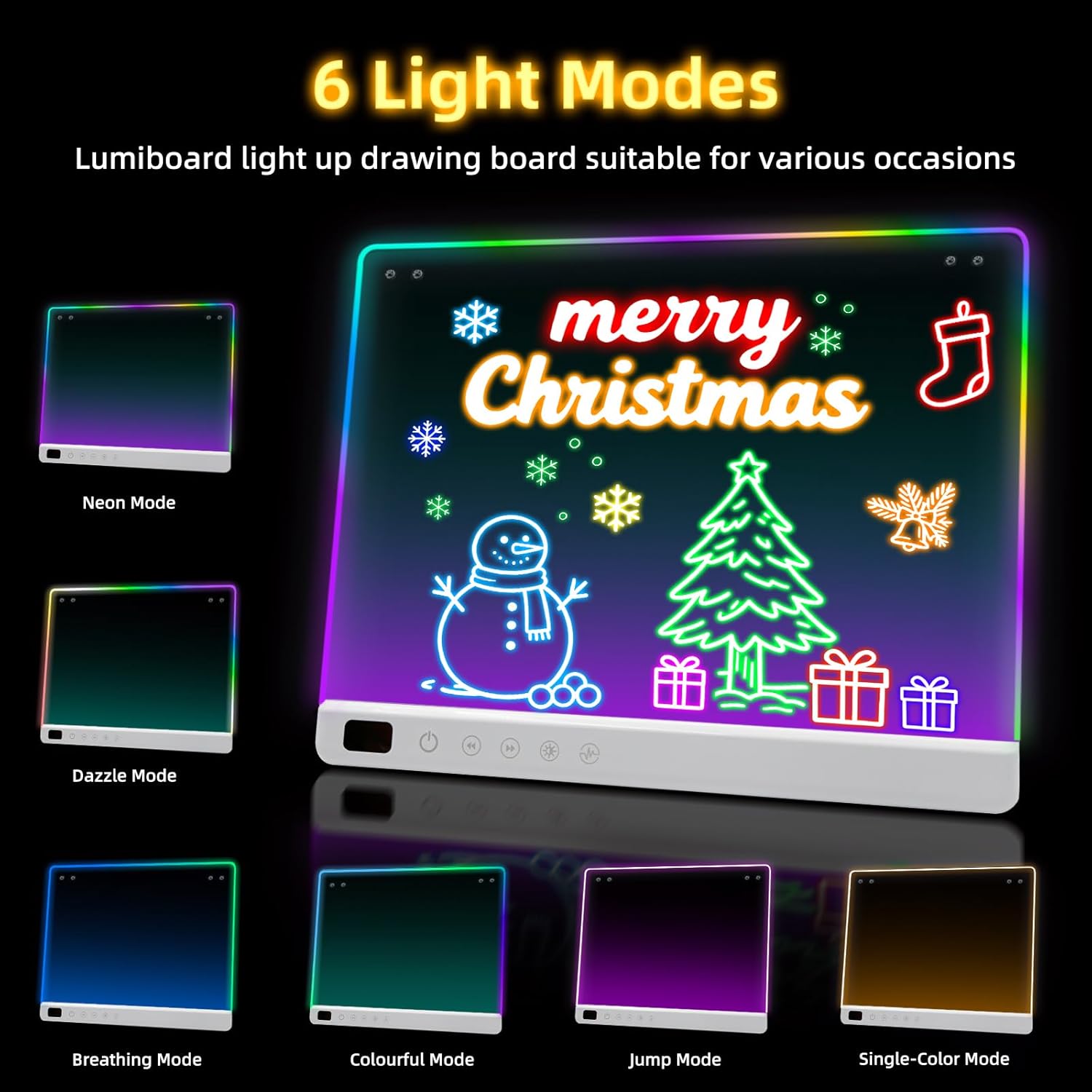 Led Drawing Board with 13 Light Effects, 16" Rechargeable Glow Doodle LED Note Board with Colors, Neon Light Up Drawing Tablet Gifts for Kids for Valentines Birthday Christmas Gift Ideas