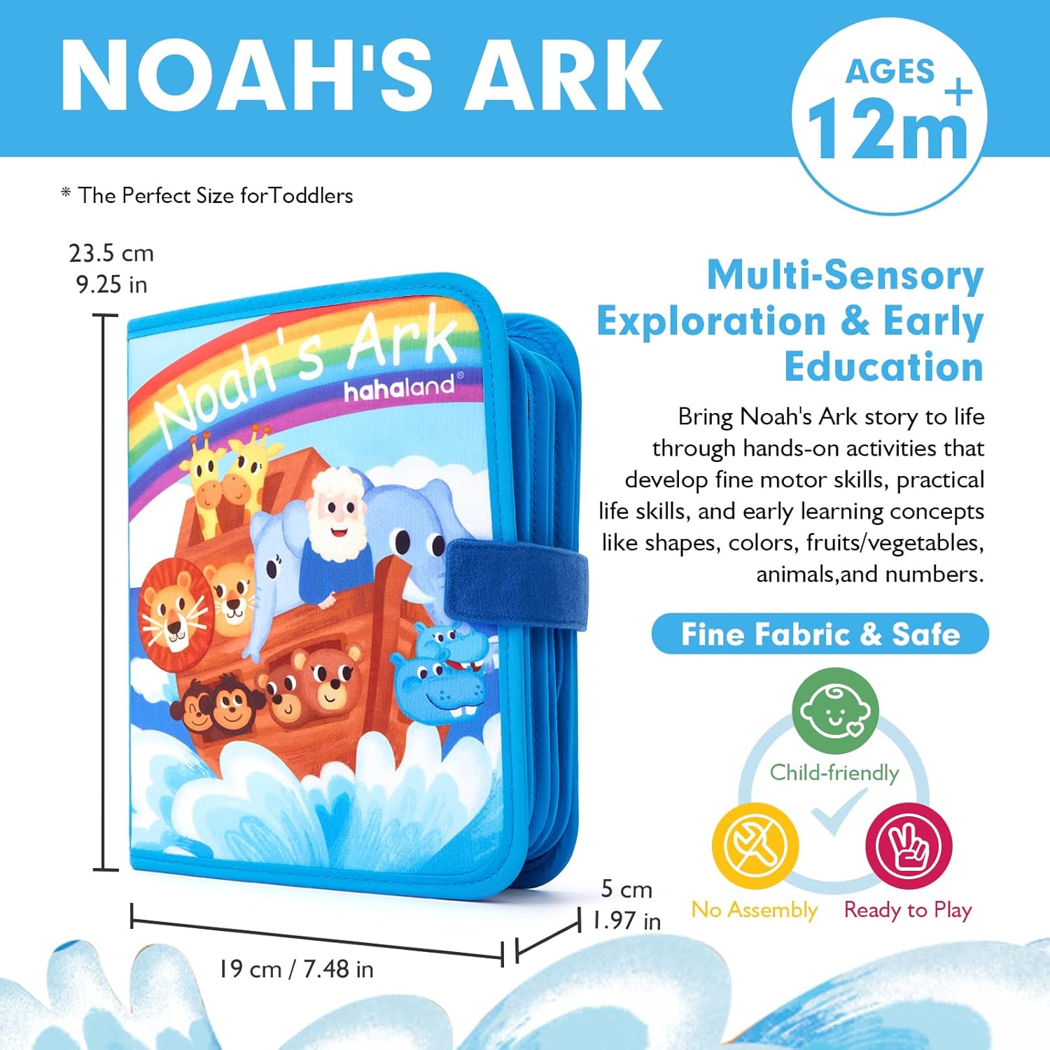 hahaland Noah's Ark Toy Busy Book for Toddlers 1-3 - Baptism Gifts for Boys Girls - Montessori Toys for 1 Year Old, Sensory Early Learning Educational One Year Old Boy Birthday Christian Church Toys