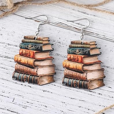 Wooden Stackable Book Earrings